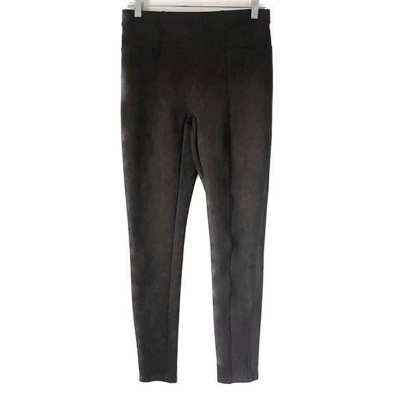 Spanx Faux Leather Leggings Chocolate Brown Stretch Seamed Women’s Medium M - Picture 2 of 10